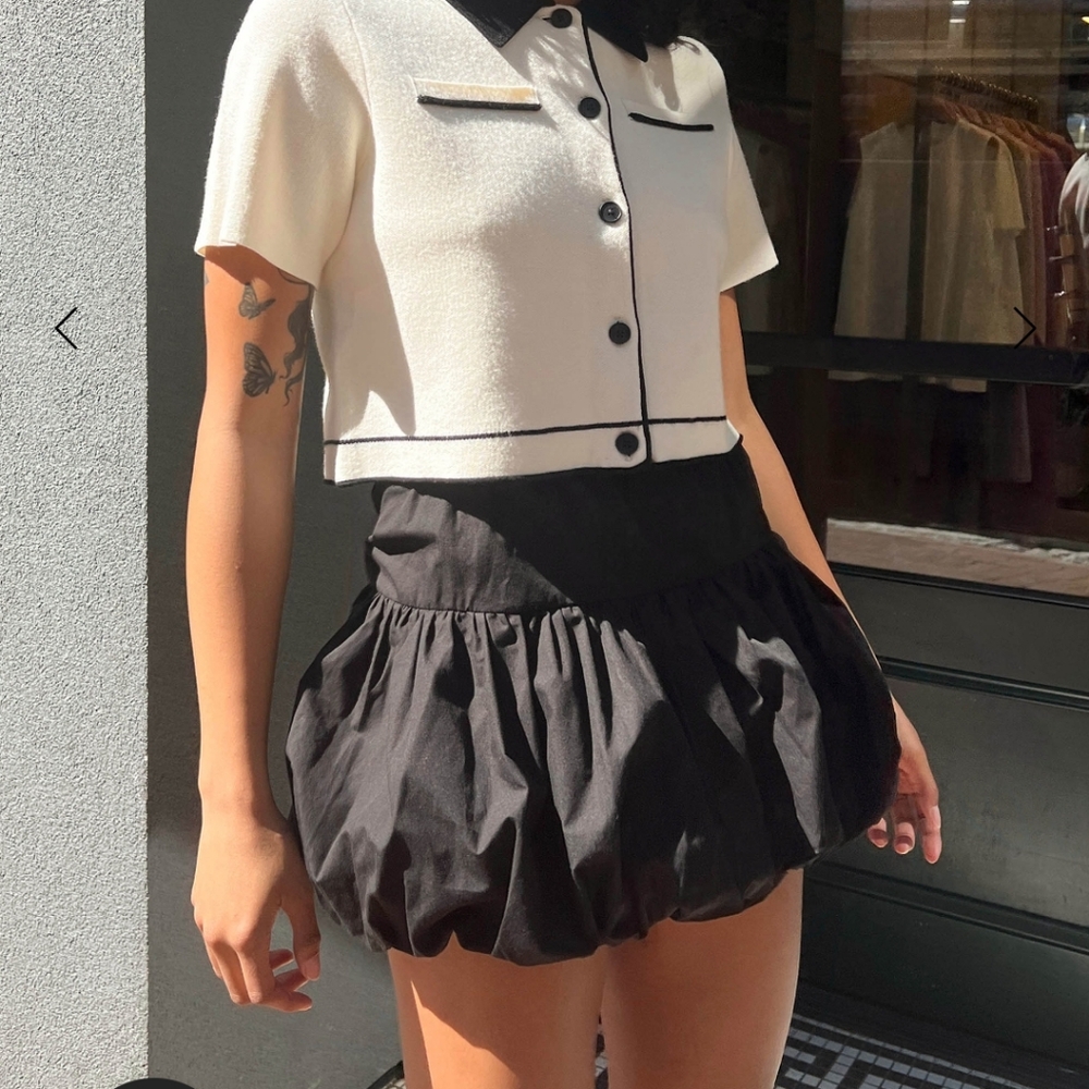 Black bubble mini skirt